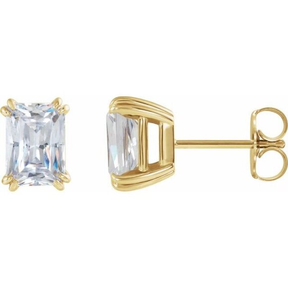 Emerald Diamond Studs 14K Yellow Gold (2.03 Ct H Vs1 Gia ) C54200018 - Picture 1 of 6